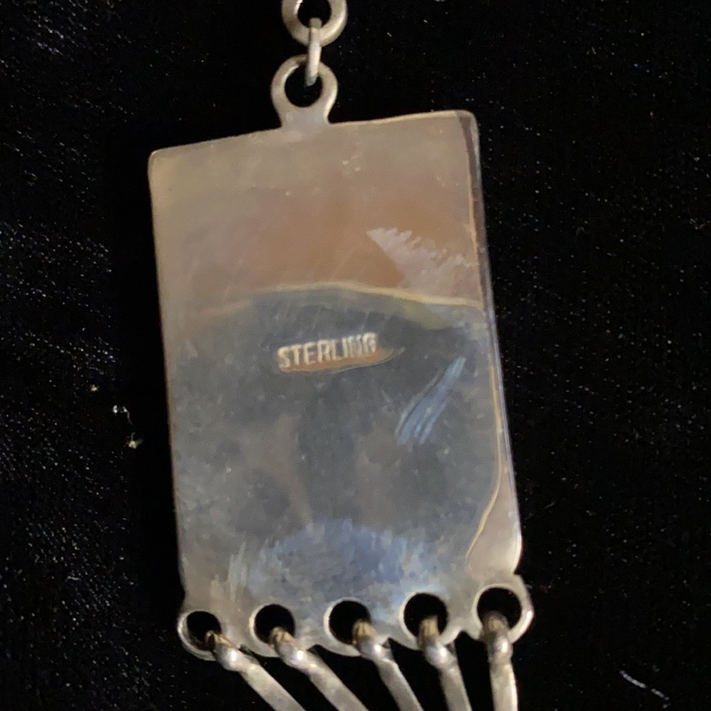 Sterling silver inlay earrings with MOP, turquoise, onyx, suglite, cobalt. - Picture 3 of 5